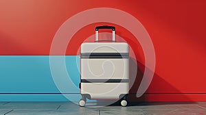 Blank mockup of a stylish twotoned rolling suitcase perfect for the fashionforward traveler. photo