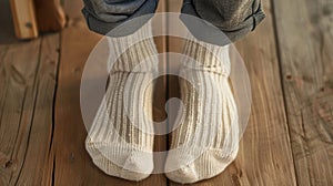 Blank mockup of thermal socks with a brushed interior perfect for keeping feet warm and cozy on chilly days.