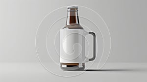 Blank mockup of a unique beer mug with a builtin bottle or in the handle great for onthego drinking. photo