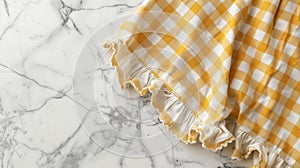 Blank mockup of a vintageinspired gingham apron with ruffled edges