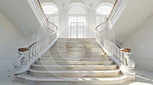 Blank mockup of a vintageinspired staircase with handdrawn illustrations. photo