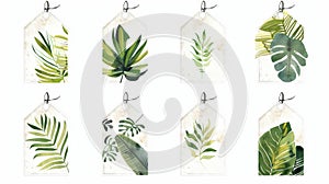 Blank mockup of watercolor botanical garden labels adding a touch of artistry to your plant collection.