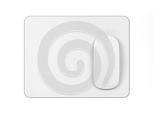 Blank modern computer mouse with pad mockup