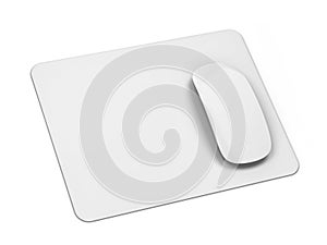 Blank modern computer mouse with pad mockup