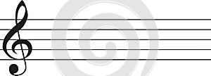 Blank music staff icon. Music staff and treble clef sign. Empty music note symbol. flat style