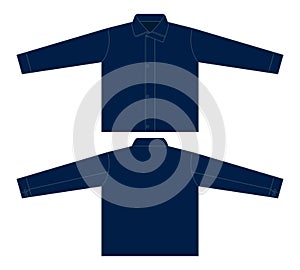 Blank Navy Blue Jacket With Hidden Placket Zipper Template Vector