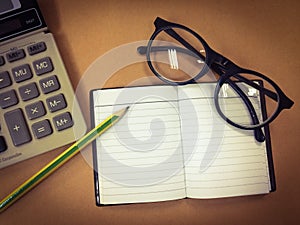 Blank notbook on working desk