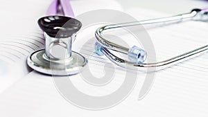 Blank Note Pad and Stethoscope. Medical concept