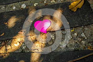 Blank note pad or sticky notes pink on walkway background