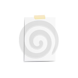Blank Note pad with tape mockup vector on white background. Mock