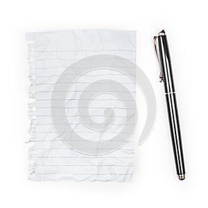 Blank note paper with pen.