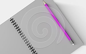 Blank note paper with pen. on white.