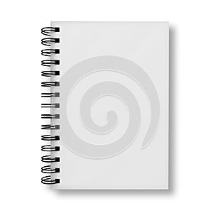 Blank notebook cover on white background