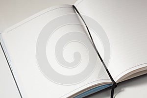 Blank notebook pages on white background