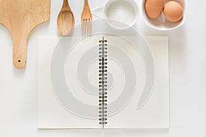 Blank notebook for recipes.