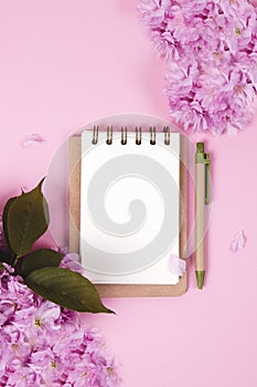Blank notebook with sakura flowers