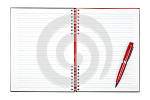 Blank notebook sheet with pen