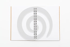 blank notebook on white background