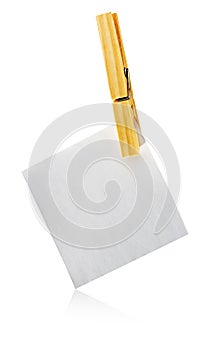 Blank notelet hanging from a clothespeg photo