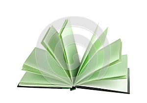 Blank notepad with open lined pages isolated