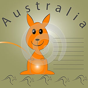 Blank for notes about Australia with kangaroos and hill