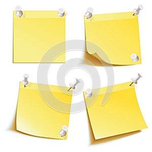 Blank notes pinned on corkboard ready for your text photo