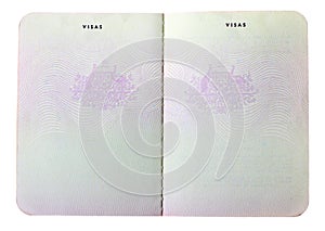 Blank old Australian passport pages