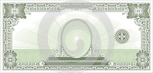 Blank of an old banknote with a central portrait green