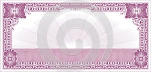 Blank old banknote with empty space lilac