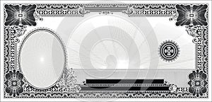 Blank of an old banknote with a side portrait black