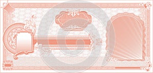 Blank old banknote with side portrait red