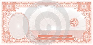 Blank of an old banknote with a side portrait red