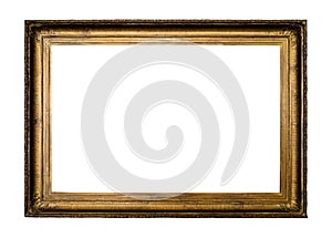 Blank old dark golden picture frame cutout