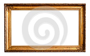 Blank old panoramic wide golden picture frame