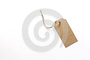 Blank old paper price tag or label tag isolated on white background.