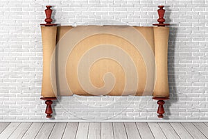 Blank Old Paper Scroll Parchment Mockup as Frame. 3d Rendering