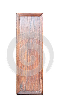 Blank old wood sign texture in vertical  patterns isolated on white background with clipping path