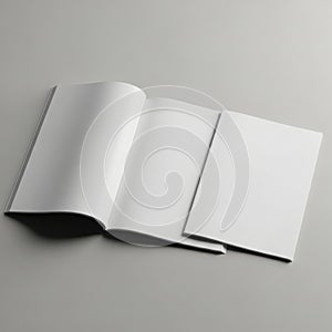 Blank open book on table