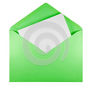 Blank open envelope - green