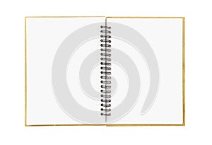 Blank open notebook isolated on white background