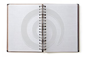 Blank open notepad isolated on white