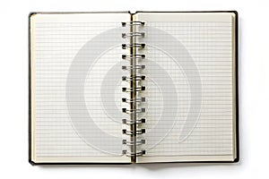Blank open notepad isolated on white photo