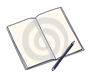 blank open notepad with pencil