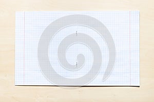 Blank open school notebook with squared sheets