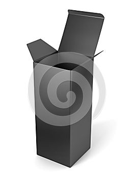 Blank open vertical cardboard box template standing
