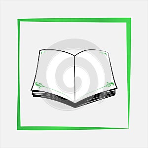 Blank opened book on white background. Vector illustration.