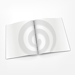 Blank opened booklet on white background