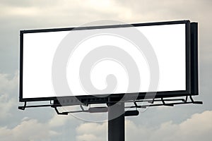 Blank Outdoor Advertsing Billboard Against Cloudy Sky