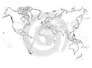 Blank outline map of World. Vector illustration