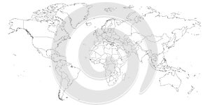 Blank outline map of World. Worksheet for geography